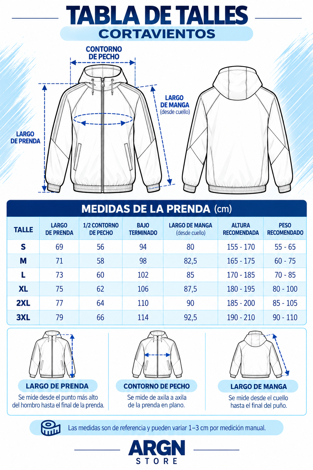 Chaqueta Cortavientos Argentina Tiro Travel Hombre 2026